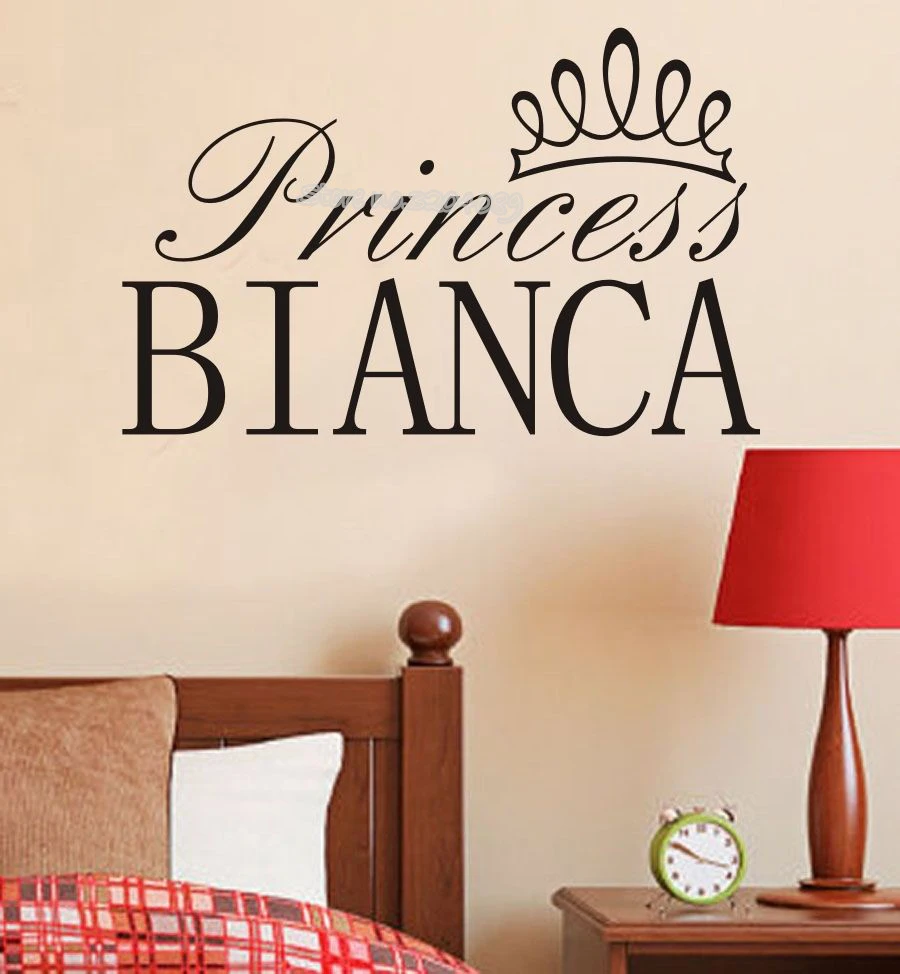 

Princess Crown Wall Sticker Custom name Girl name Wall Decal Removable Vinyl Living Room child Bedroom mural art wallpaper fq99