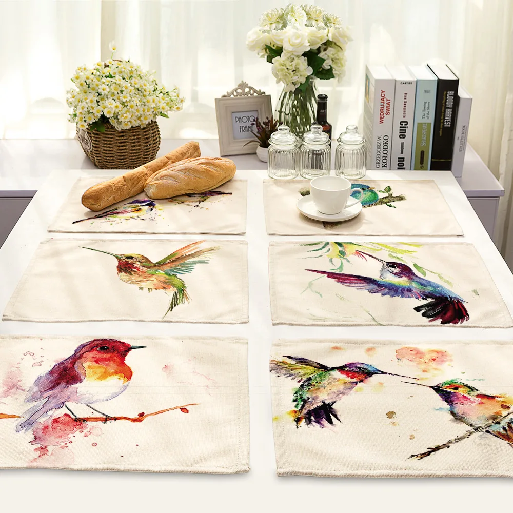 

CAMMITEVER Traditional Chinese Painting Bird Floral Non-Slip Placemat Table Mat Antiskid Cup Heat-insulated Kitchen Dinning Mats