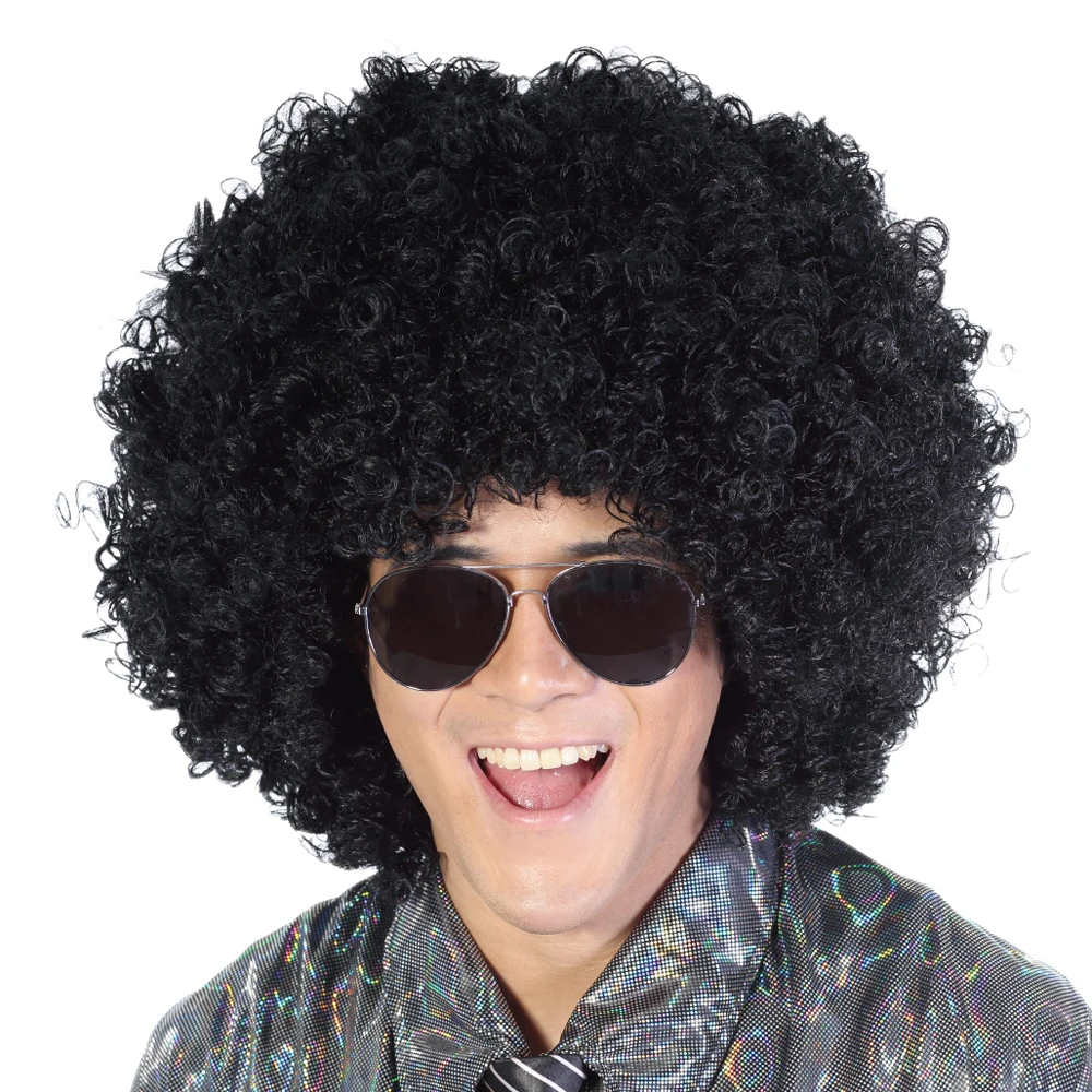 16" Halloween Clown Afro Wig Black Explosive Head Synthetic Hair Custom