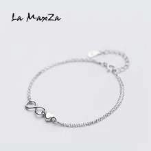 La MaxZa 925 стерлингового серебра высокое качество ручной работы 8 счастливый номер Бесконечность очаровательные ювелирные украшения в форме сердца браслеты для женщин