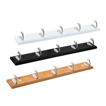 

Bamboo base with 5pcs metal hooks coat hanger, wall mount holder,