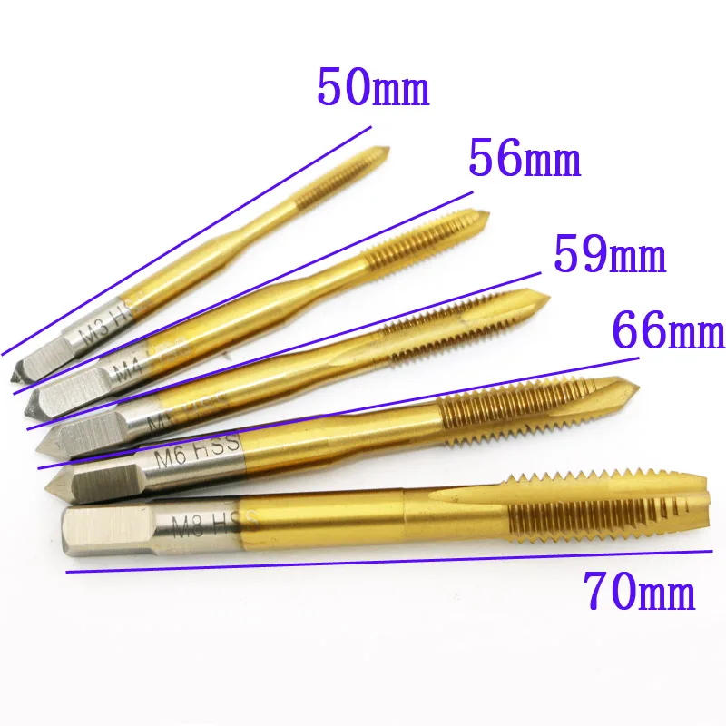 

5pcs Hand Screw Thread Metric Plug Tap M3 M4 M5 M6 M8 Straight Flute 6542 Tap Tapping Screw Thread Metric Plugs Taps Set