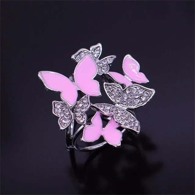 Profusion Circle Fashion Flower Butterfly Rhinestone Scarf Clip Ring Buckle for Women 