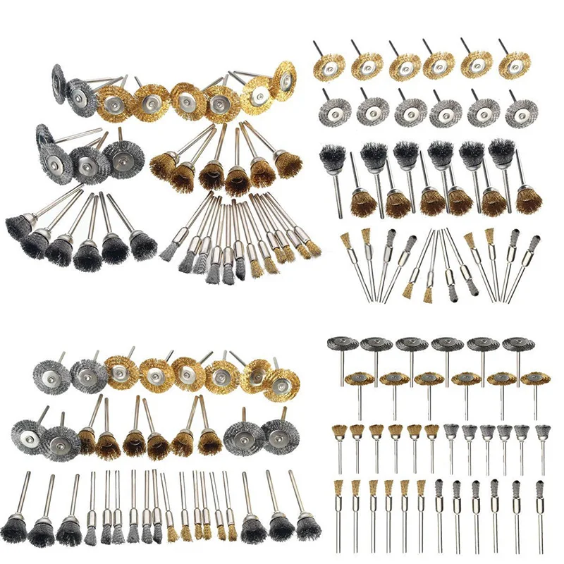 

36Pcs Brass Brush Steel Wire Wheels Brushes Drill Rotary Tools Polishing Dremel Rotary Tools Metal Rust Removal Brush Set