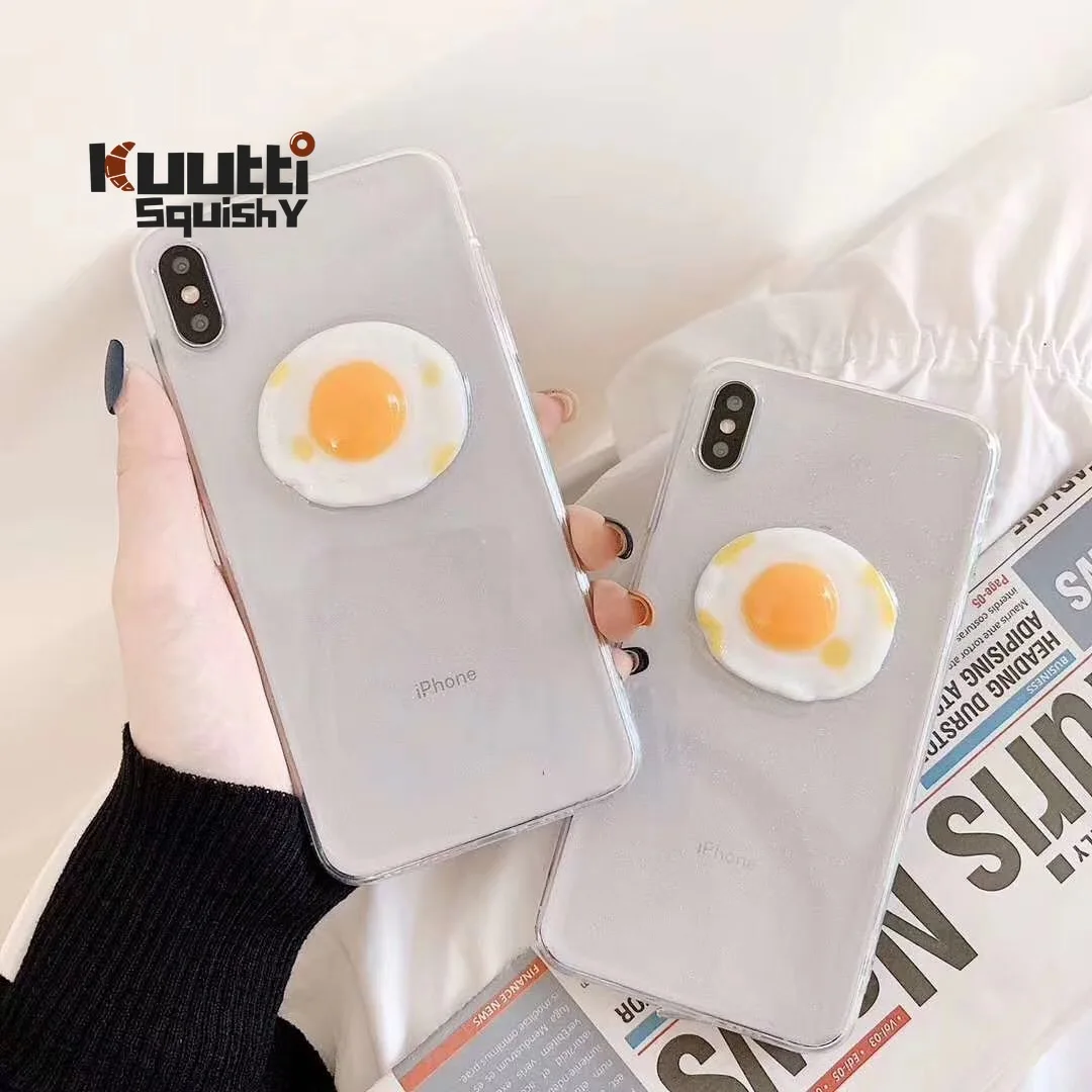 Kuutti Squishy Cute 3D Egg Clear TPU Summer Phone Cases for iPhone 6 6s 7 8 Plus X XR XS Max Covers iphone xs max Case Gifts |