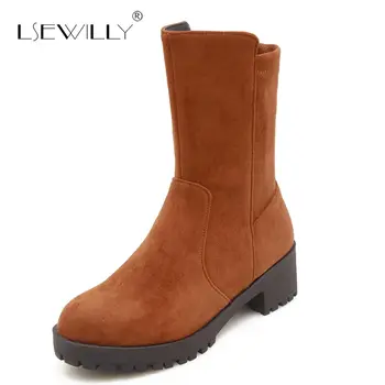 

Lsewilly Women Ankle Boots High Heels 2018 Fashion Shoes Woman Platform Flock Winter Boots Ladies Shoes Female Botas S537