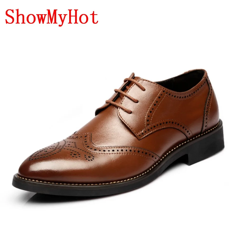 Casuais Homens Esculpida Outono Showmyhot Masculino Respirável azul vermelho Sapatos Dos Preto Britânico Do Vinho Oxford Real Couro marrom Laço Negócio Bullock EvzYq