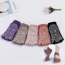 Для женщин средней длины с пятью пальцами носки для йоги для бальных танцев Нескользящие ботильоны сцепление Пилатес фитнес спортзал спортивные носки хлопковые теплые носки