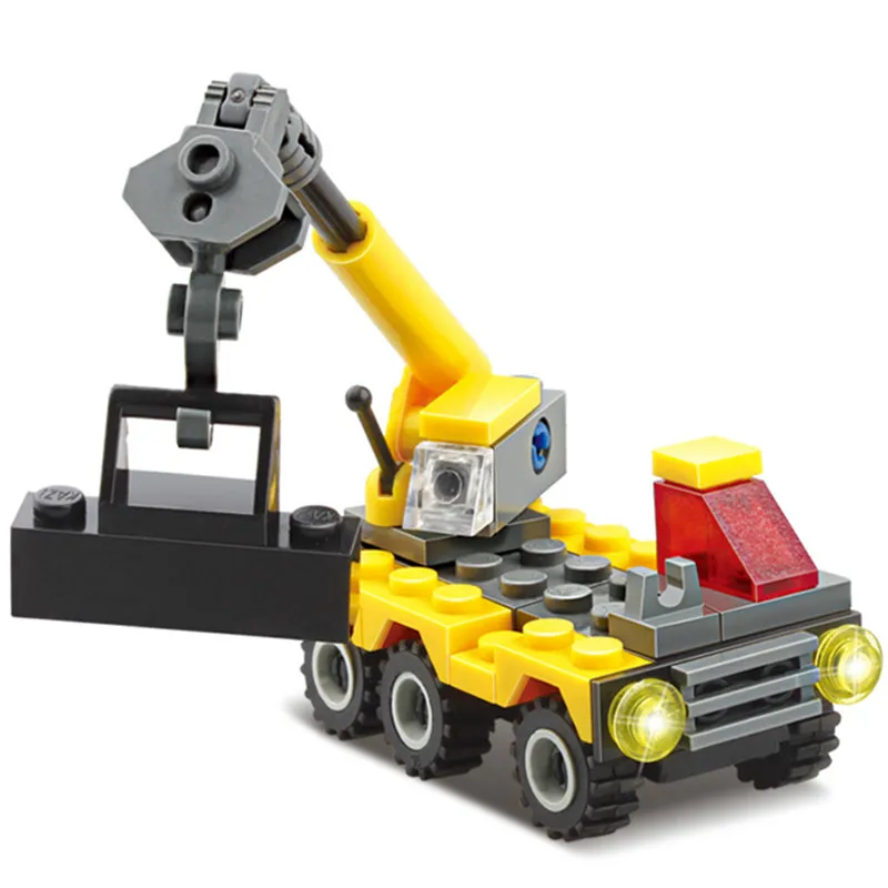 

52Pcs City Construction Truck Crane playmobil Building blocks Construction Assembled Model baby Toys building bricks toys