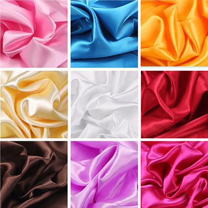 polyester satin dyed comfortable fabric for wedding dress DIY patchwork felt table cloths tissue