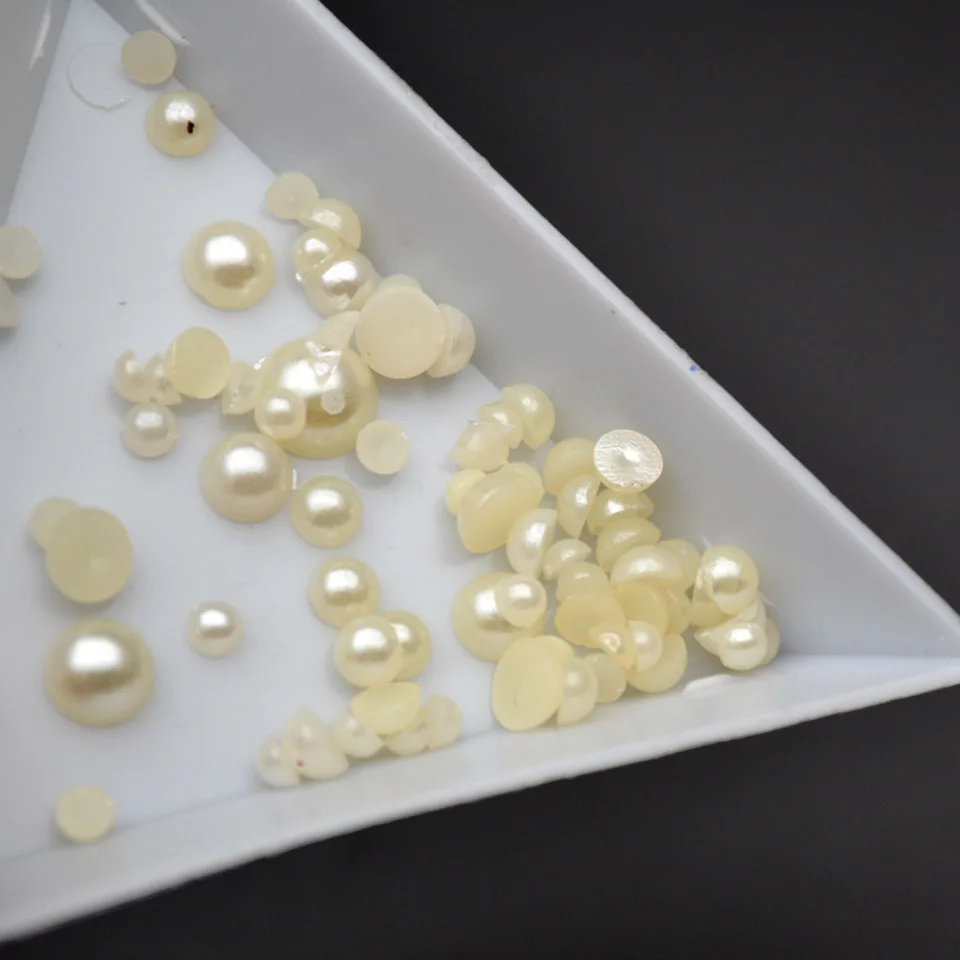 مختلط الراين اللؤلؤ الأبيض/البيج مسمار اللؤلؤ ديكور الاكريليك اللؤلؤ لالمسامير Desig م مسمار الفن حجر الراين زينة ZJ1233