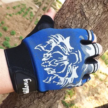 

1 Pair New Fashion Men Fingerless Gloves Antiskid Cycling Bike Gym Fitness Sports Breathable Print Wolf Head Gloves 7.11