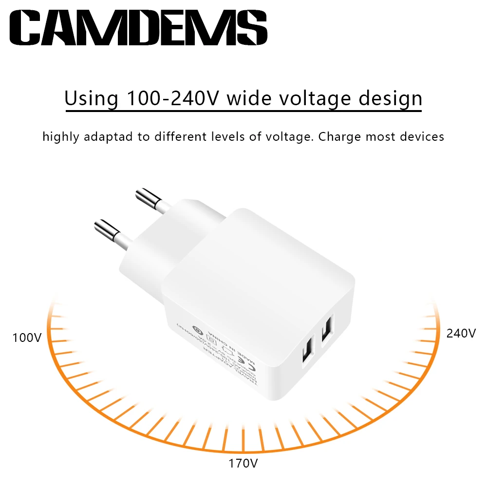 CAMDEMS 5В 2A ЕС штепсельная вилка AC адаптер портативное зарядное устройство USB для