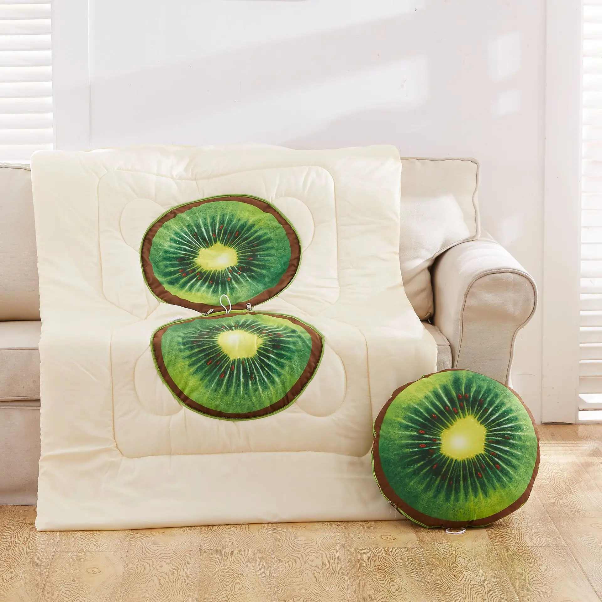3D фрукты подушка одеяло мягкая имитация плюша оранжевый офис обеденный пробок кондиционер креативный прекрасный обратно Подушка игрушка - Цвет: Kiwi