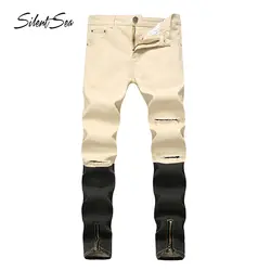 Silentsea брюки для девочек в Корейском стиле; Мужская Дизайнерская одежда; модные джинсовые прямые Молодежные мужские джинсы, облегающие