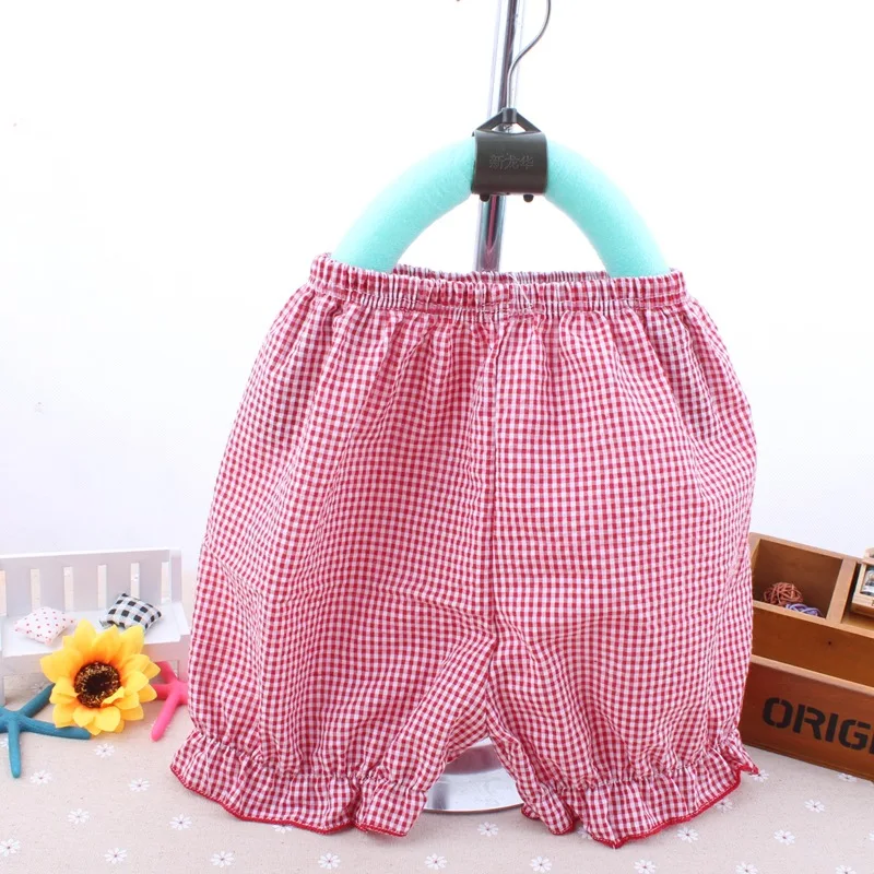 Cute princes girl kids plaid pattern printed seersucker shorts children's summer cool blister