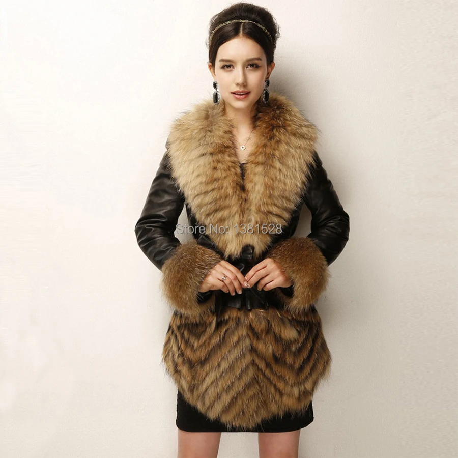 EMS Free shipping 2014 new Haining leather fur imports large raccoon ...