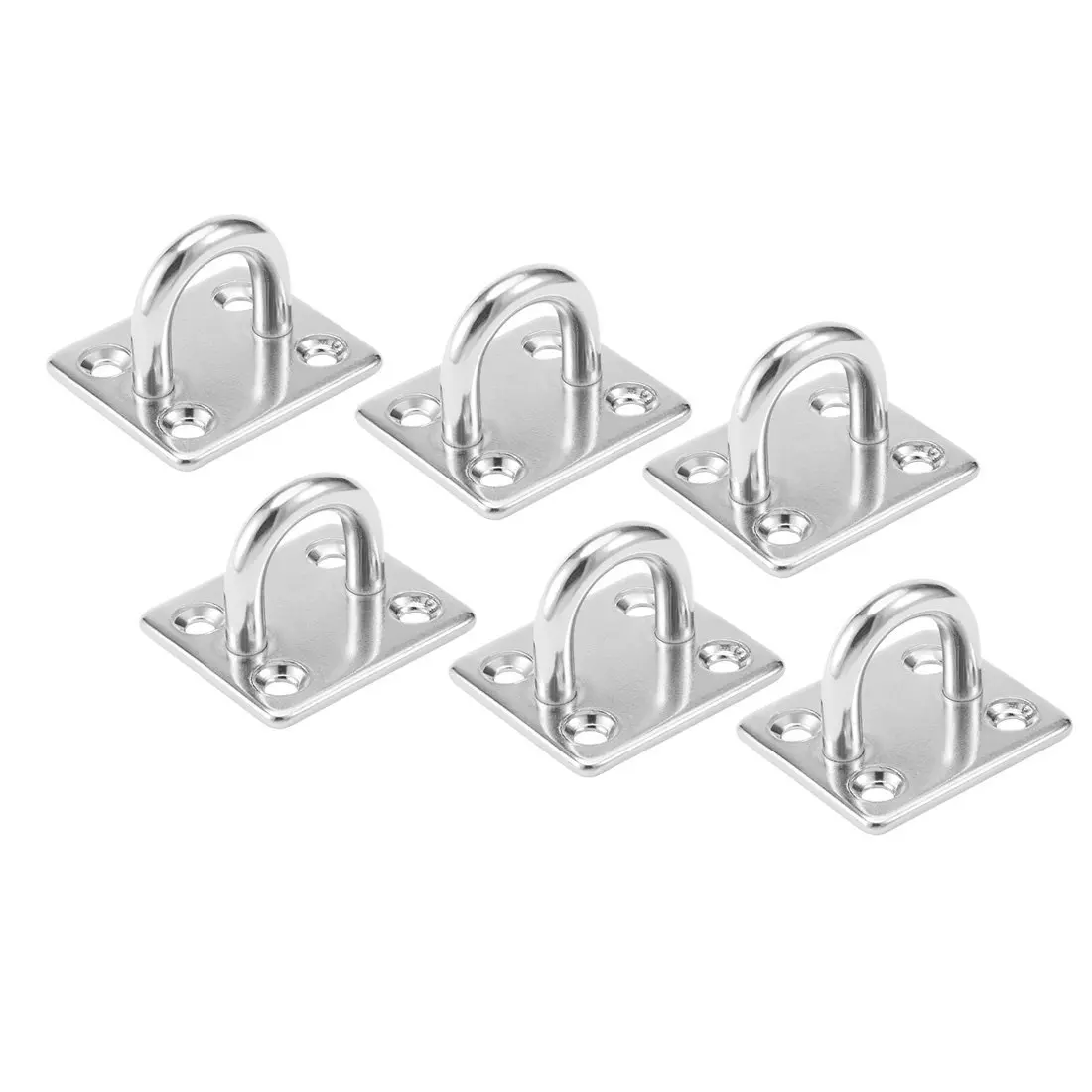 

304 Stainless Steel Square Pad Eye, 6mm Ring Sail Shade Plate Boat Rigging, 6 Pack