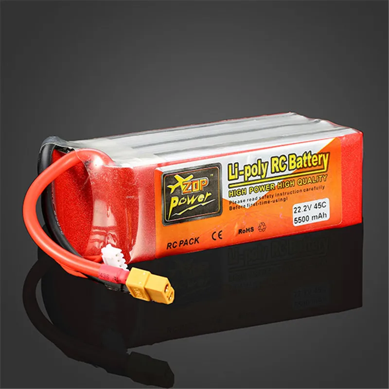 

New Arrival ZOP Power 22.2V 5 500mAh 6S 45C Lipo battery XT 60 Plug Rechargeable Battery For RC Helicopter Part