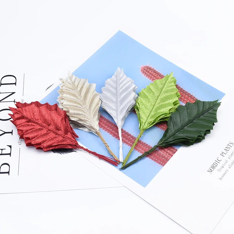 

10 Pieces Silk Rose leaves vases for home decor accessories wedding bridal accessories diy gifts box fake leaf artificial plants