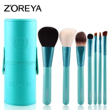 ZOREYA 7 шт. набор кистей для макияжа, профессиональные Румяна для губ, пудра, Тональная основа, тени для век, инструменты для макияжа из натурального козьего волоса, косметический инструмент