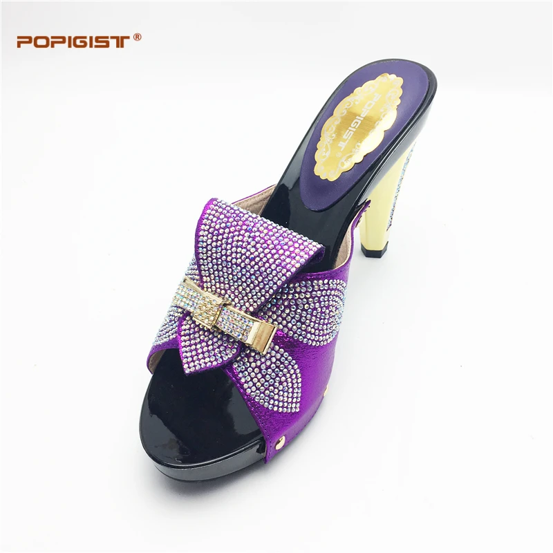 Avec Brillant Italien Sans De Assorti Purple Qualité Nouvelle Chaussures Sac Possible Strass Haute Dames Conception Pour D'été Belle xFqY1gw0