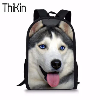 

THIKIN Cool 3D Wolf School Backpack Men Dog Pattern Primary School Bag for Children Boys Girls Bookbag Kids Rucksack Mochila