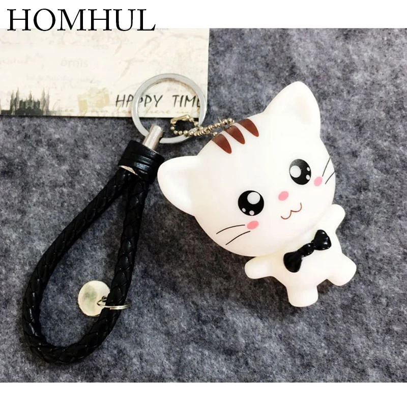HOMHUAL Fashion Cute Big Face Cat Doll Keychain Wholesale Charming