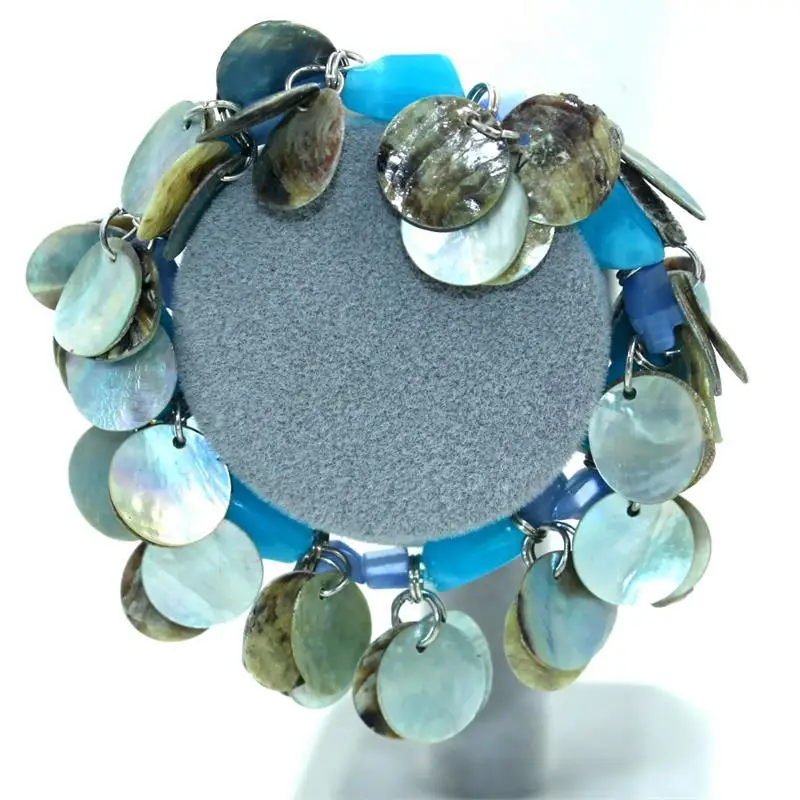 

2018 New Fashion Ocean Style charm Blue Multi round Conch Bracelet Hand Chain