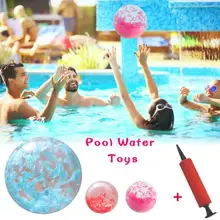 Надувной пляжный мяч прозрачный водный шар пляжный бассейн плавательная игрушка со встроенными перьями прозрачный пляжный надувной шар розовый синий