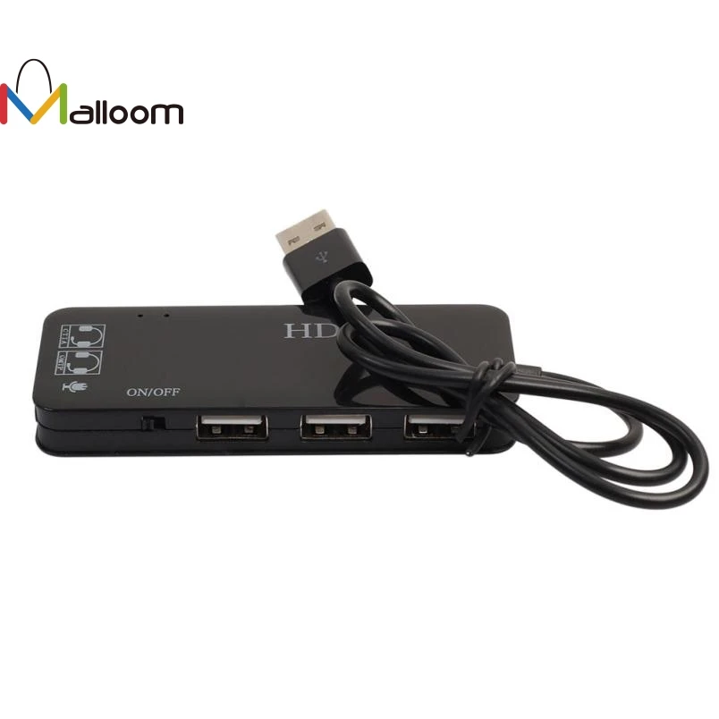 Malloom Новое поступление usb-хаб 3 порта стерео DJ внешняя звуковая карта гарнитура микрофон адаптер для ПК ноутбук USB 2,0 концентратор#20