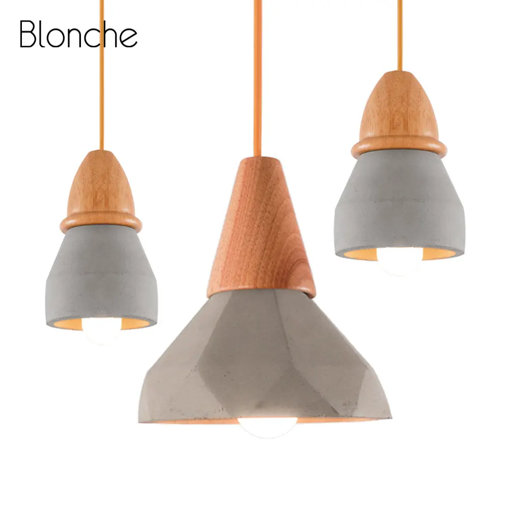 

Loft Pendant Lamp Cement Wood Pendant Lights Fixture Creative Industrial Hanging Lamp for Home Cafe Restaurant Kitchen Luminaire