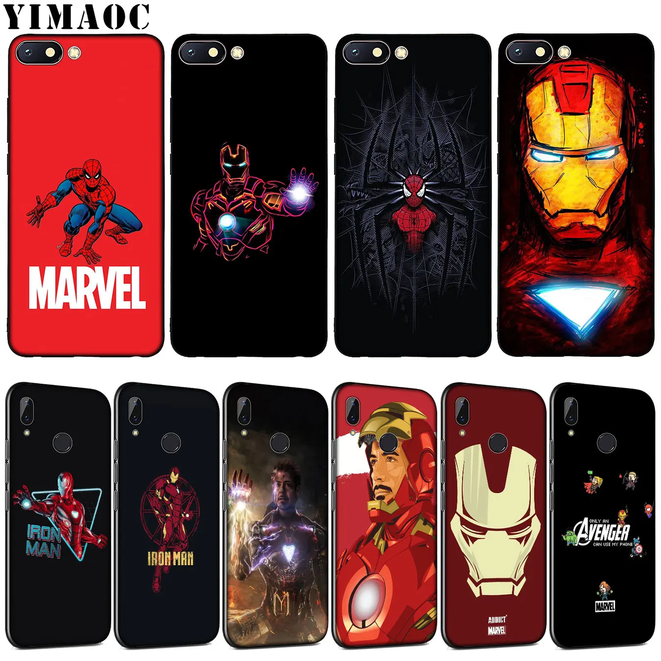 Мягкий силиконовый чехол для телефона YIMAOC с человеком-пауком Marvel iron man для Xiaomi Redmi GO 6A 5 Plus 4A 4X Note 7 6 Pro 5A Prime черный чехол