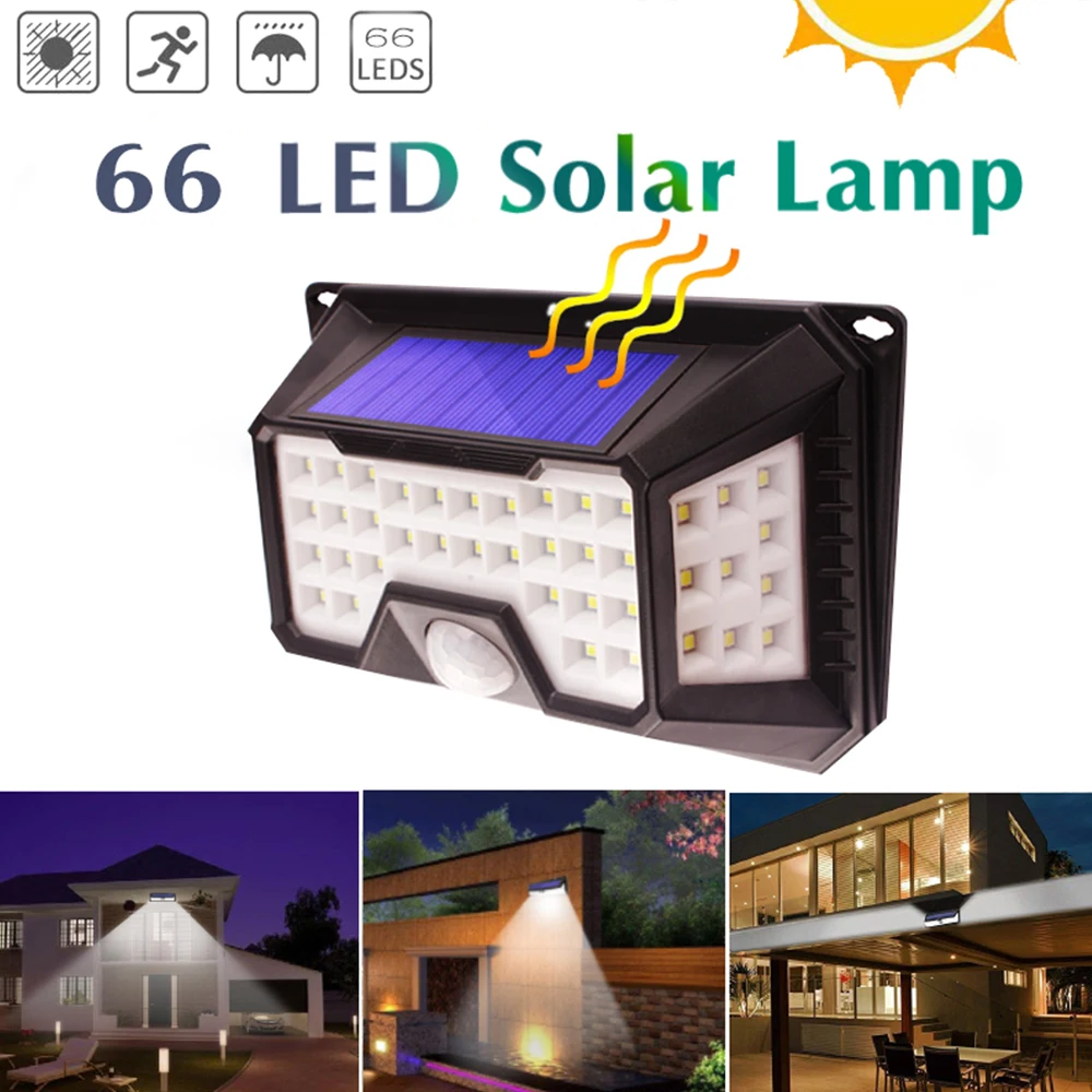 

Newest 136 66 90 118 LED 3 Mode Waterproof Solar Light Solar Power Outdoor Garden Light PIR Motion Sensor Pool Pathway Wall Lamp