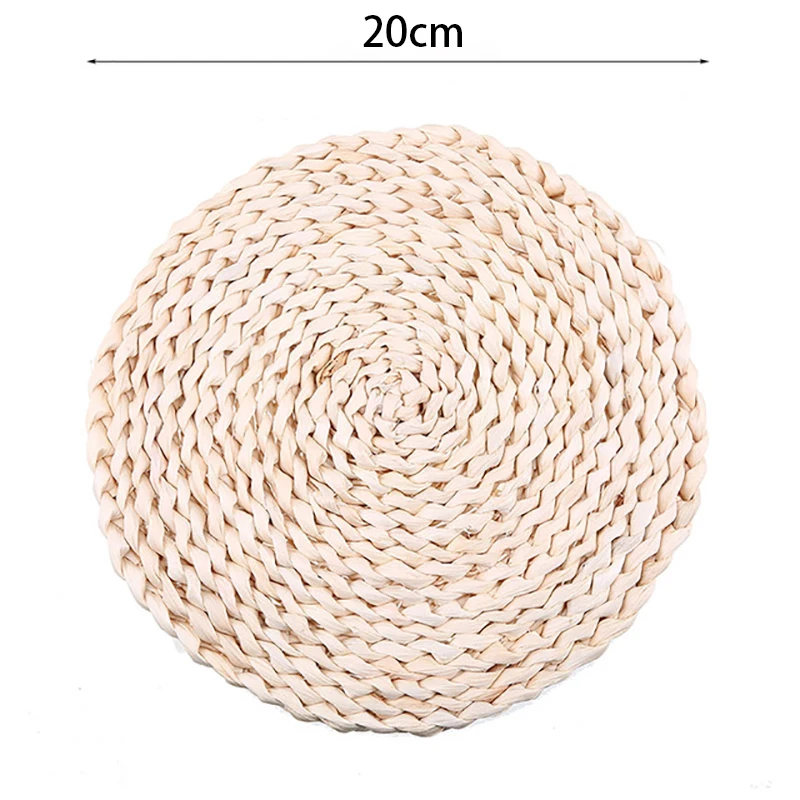 Corn Fur Woven Dining Table Mat Heat Insulation Pot Holder Round Coasters Coffee Drink Tea Cup Table Placemats Mug Coaster A