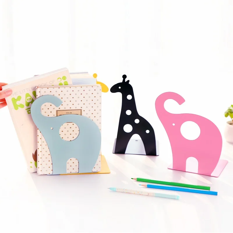 

2pcs/pair South Korea style stationery bookstands cute animal shape metal bookends book holder desktop storage rack paperalia