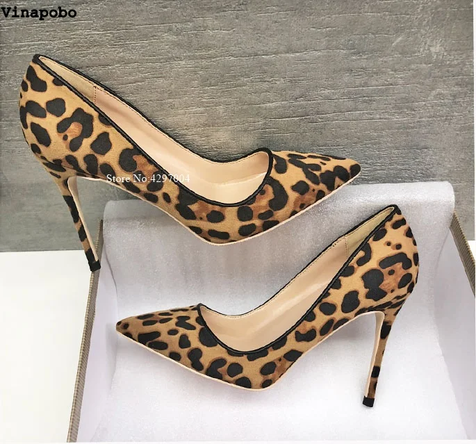 Vinapobo High Heels Leopard Shoes Women Stilettos Pumps Office Lady Pointed Toe Flock Sexy 12 cm Wedding Shoes Sapato Feminino Vinapobo High Heels Leopard Shoes Women Stilettos Pumps Office Lady Pointed Toe Flock Sexy 12 cm Wedding Shoes Sapato Feminino