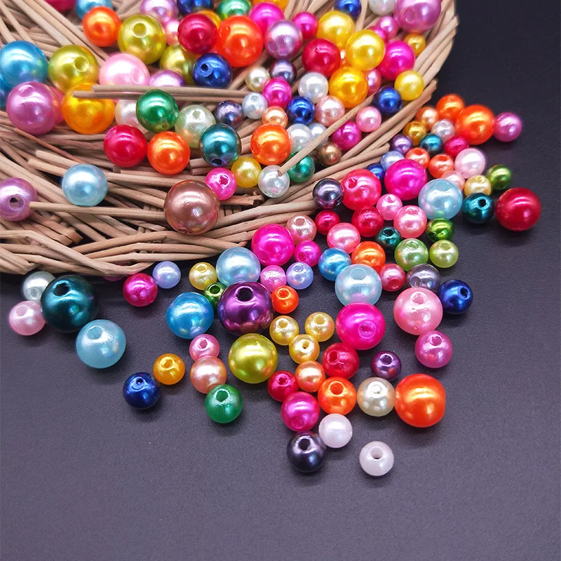 

300pcs Mixed Color Straight Hole Imitation Pearl Beads Round Spacer Loose Beads DIY Making Necklace Bracelet Jewelry Accessories
