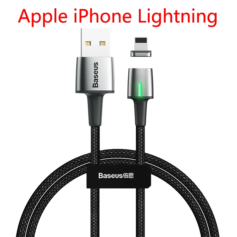 Магнитный кабель usb type c 3A Быстрая зарядка для Samsung Galaxy S8 s9 s10 note 9 huawei oneplus 6 xiaomi 5 micro usb кабель зарядного устройства - Цвет: IP Lightning Black