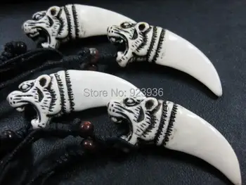 

FREE SHIPPING 12 pcs Punk Gothic Men's Cool White Tiger Totem Pendant Biker Nice Necklace