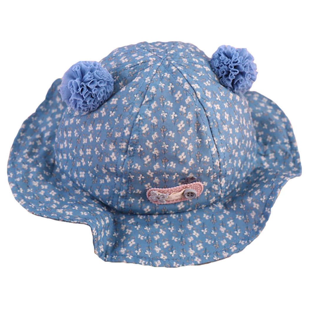 Синий Мода Дети младенческой Sunhat прекрасный Pom хлопок шляпа для защиты от солнца летняя пляжная шляпа шапки для мальчиков и девочек - Цвет: Синий