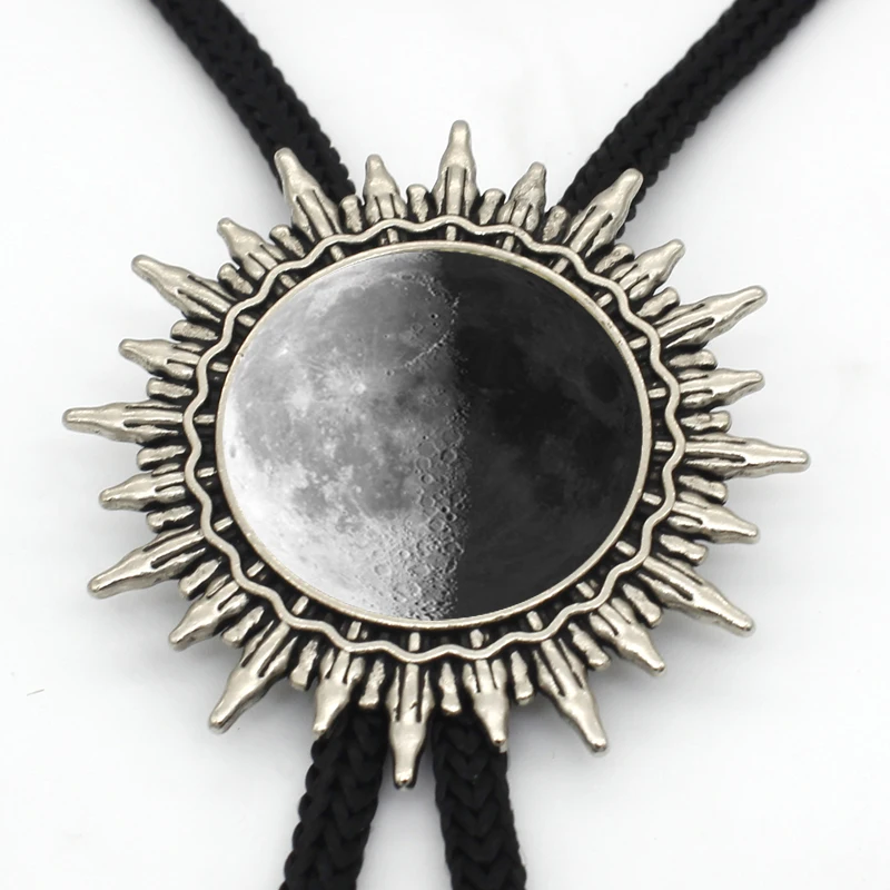 Новое поступление светящиеся украшения полная луна Галстук боло стимпанк стеклянный купол лунный Eclipse Западный Галстук боло для мужчин регулируемый - Окраска металла: 2