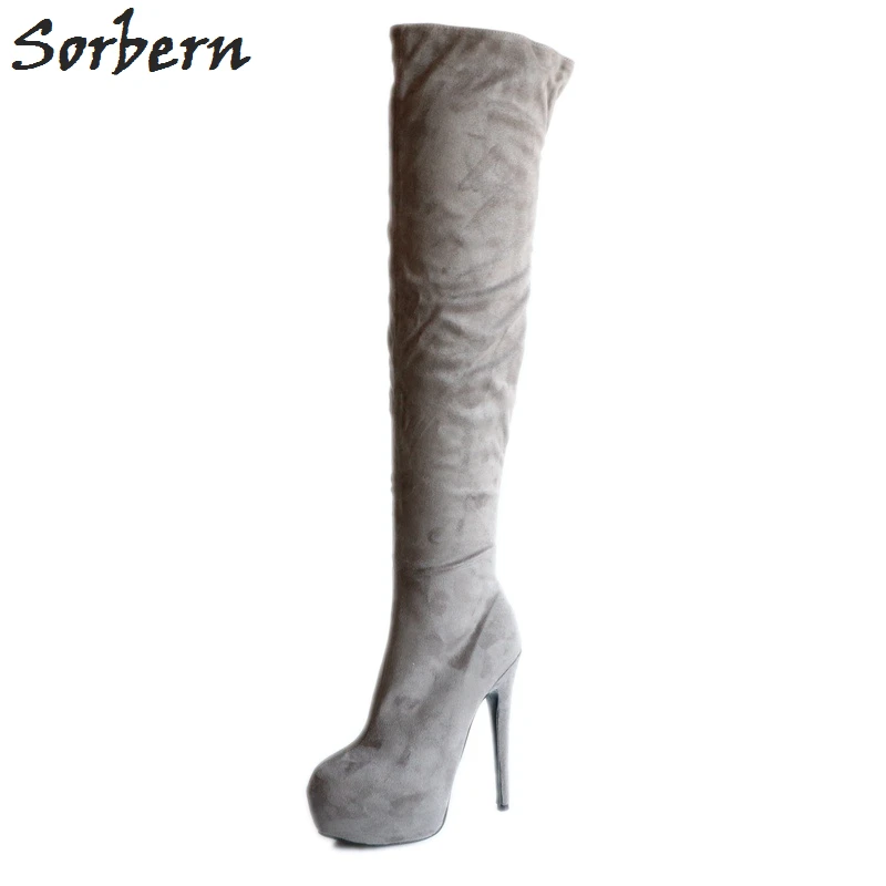heeled boots grey