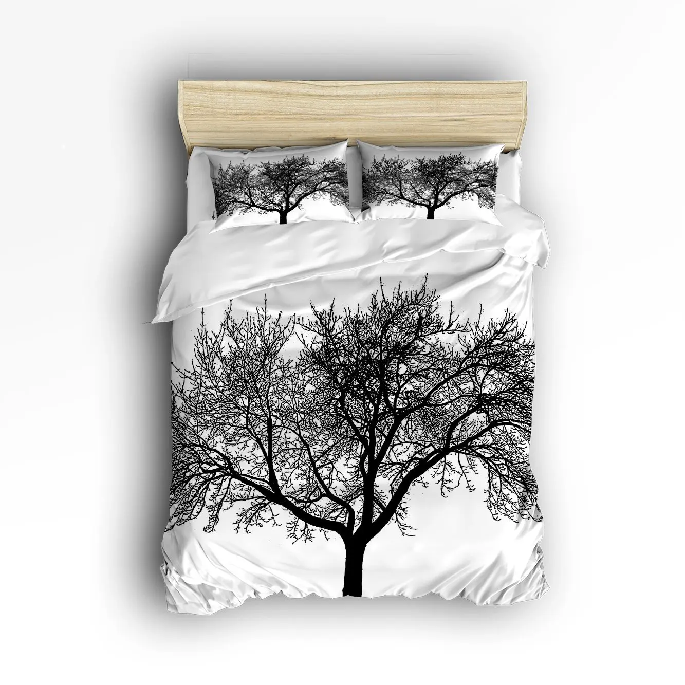 

Full Size Bedding Set- Black Tree Duvet Cover Set Bedspread for Children/Kids/Teens/Adults, 4 Piece