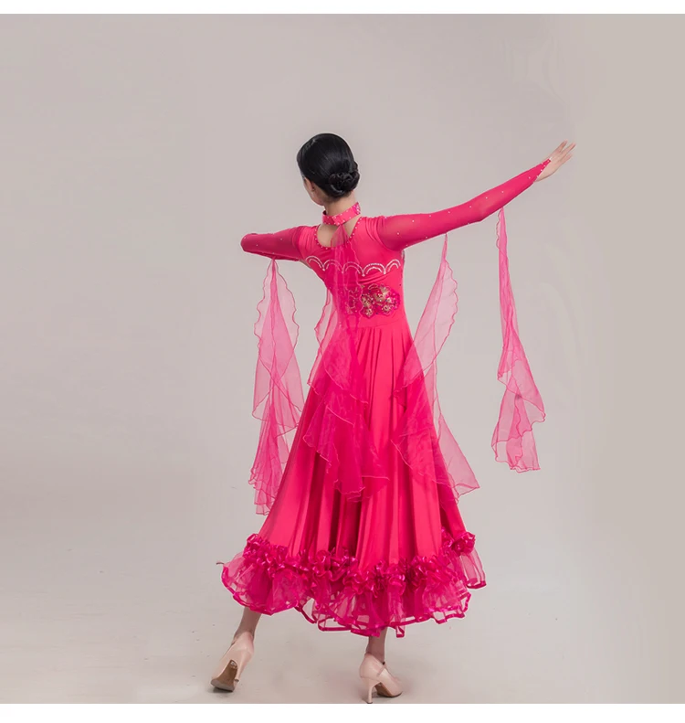 Новый горный хрусталь Современный платье для танцев национальный стандарт Танцы вальс бальных танцев конкуренции платья женские