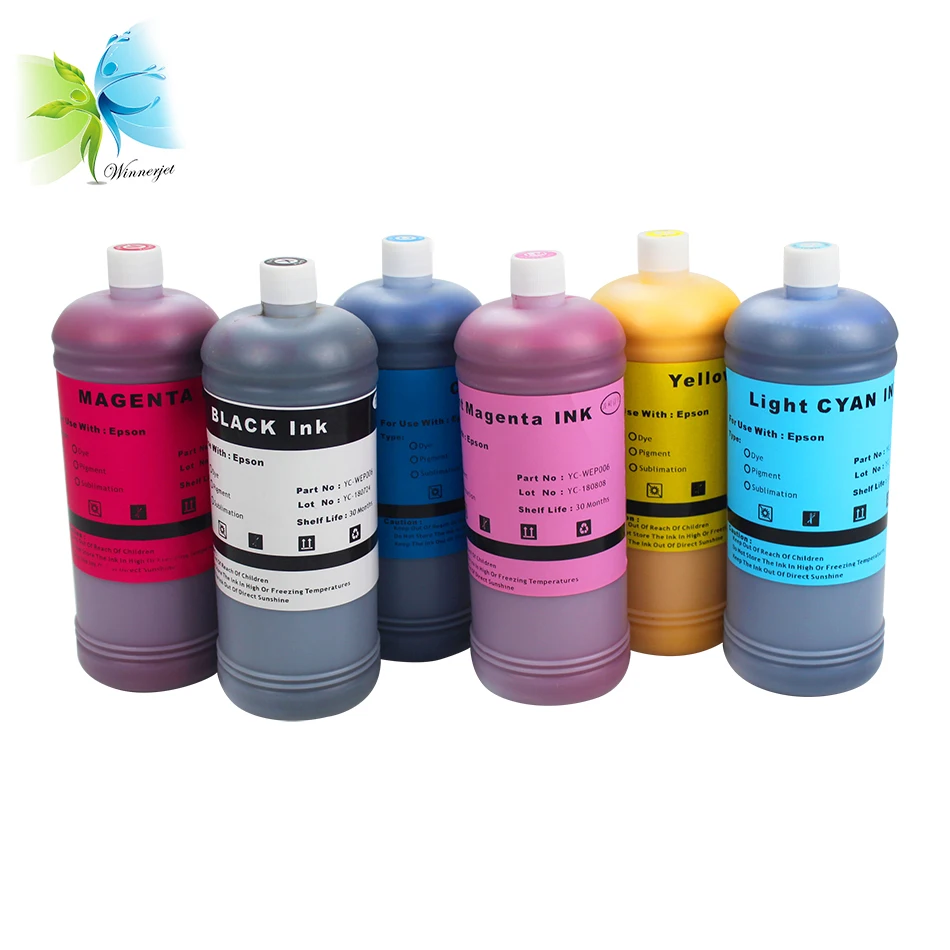 

Winnerjet 1000ml 6 Color Dye Ink for Epson L800 L801 Printer (T6731-T6736/T6741-T6746)