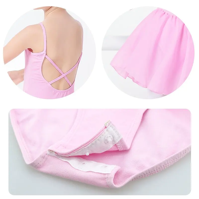 Шифоновое платье балетное платье для маленьких девочек, балетные костюмы с юбкой купальник розовое платье, гимнастический купальник для детей
