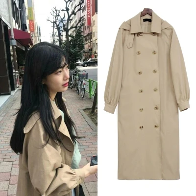 

2018 England Spring Autumn Women Solid Runway Designer Classic Simple Single breasted Long Trench Coat Female casaco overcoat