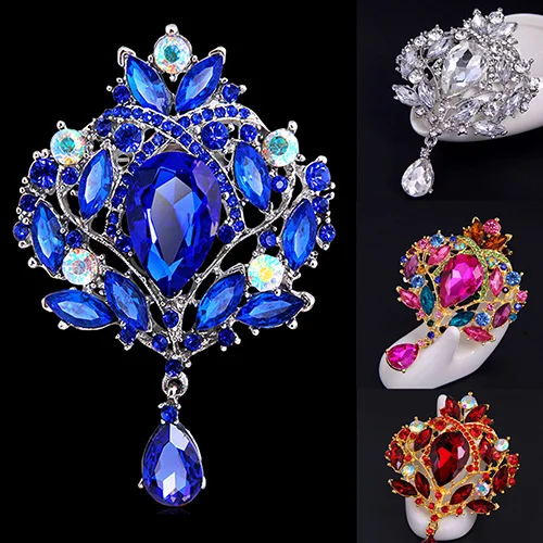 Bluelans женские Модные многоцветный в виде капли горного хрусталя кристалл, свадьба, для новобрачных Брошь из сплава