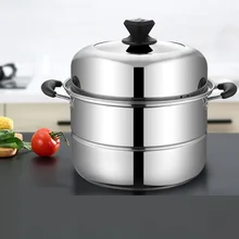 10л большой тушеный горшок, кухонная посуда, суп, кастрюля с пароваркой 30 см, нержавеющая сталь, внутренний трехслойный